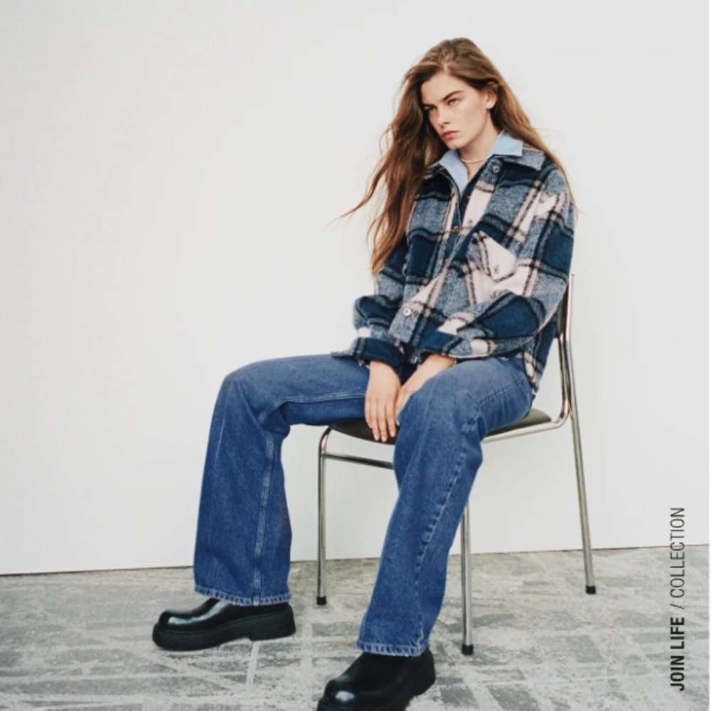 Zara Cropped Plaid Overshirt